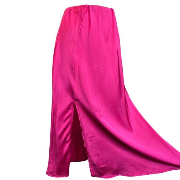 Pre-loved Nasty Gal Women's Hot Pink Satin Skirt Sz. 6 - Picture 3 of 6
